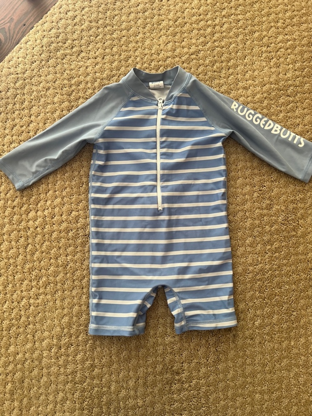 RuggedButts Blue Striped Kids One-Piece Swim Suit